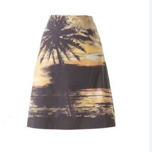 Y2k Anthro HD In Paris Tropical Retro Sunset Skirt 00 Boho Beachy Palm Tree
